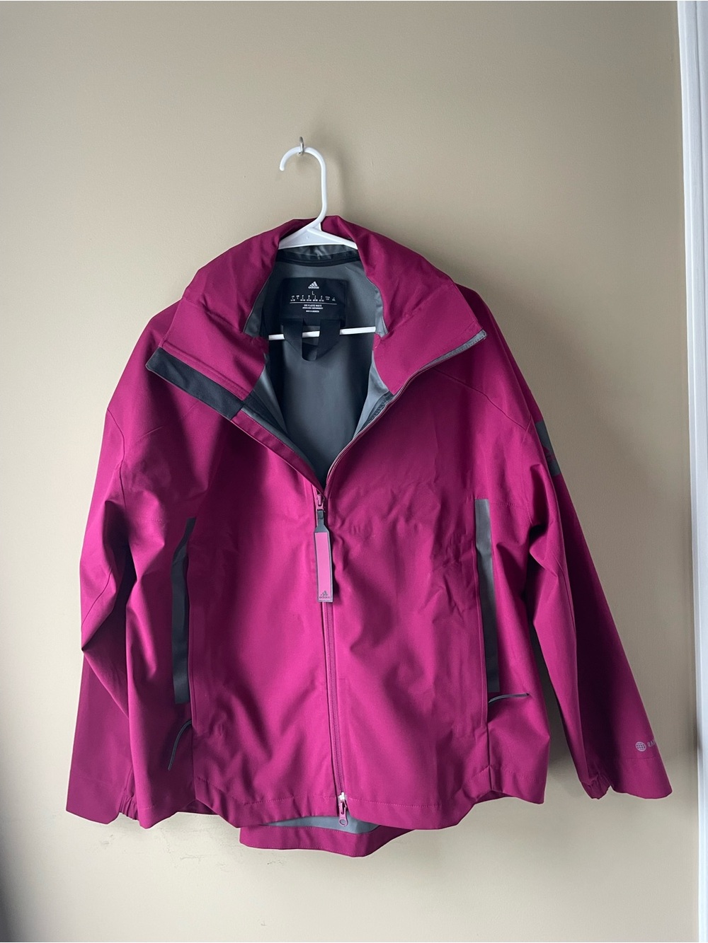 adidas Women's Magenta Ski Shell Jacket with Gray Accents